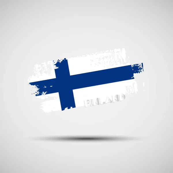 Flag Finland Vector Illustration Grunge Brush Stroke Finnish National Flag — Stock Vector