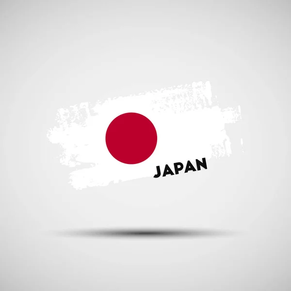 Bandera Japón Ilustración Vectorial Pincelada Grunge Con Colores Bandera Nacional — Vector de stock