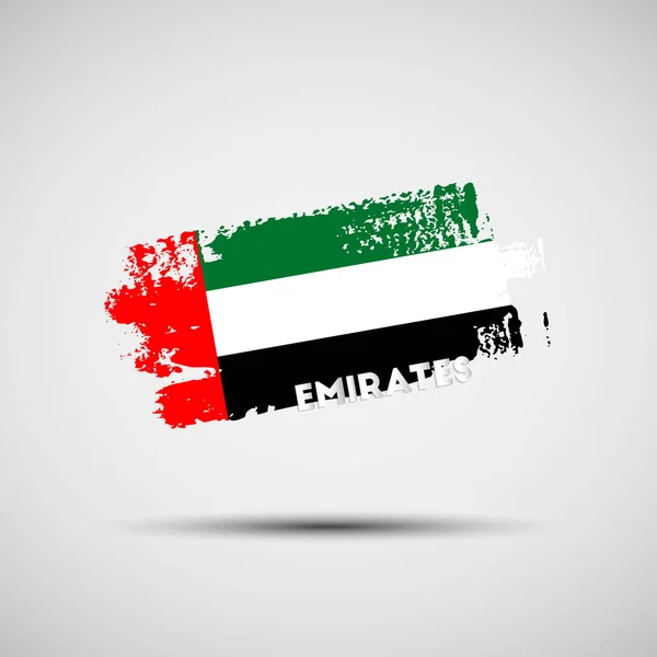 아랍에미리트의 국기입니다 그래픽 디자인에 에미리트 색깔로 브러쉬 일러스트 — 스톡 벡터