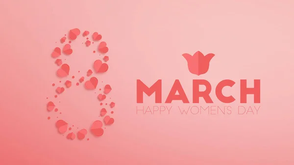 3月8日国际妇女节 图8为您的海报 明信片 邀请函或贺卡设计制作的红色背景上切割心脏的矢量插图 — 图库矢量图片