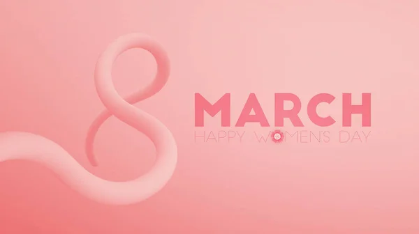 March Happy Women Day Blended Interlaced Fluid Figure Eight Pink — Stock Vector