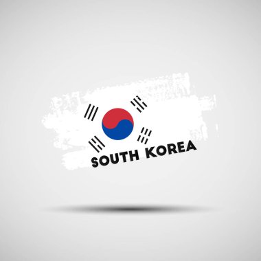 Güney Kore bayrağı. Grunge fırça darbesi ile Güney Kore Ulusal bayrak renkleri, grafik ve web tasarımı için vektör çizim