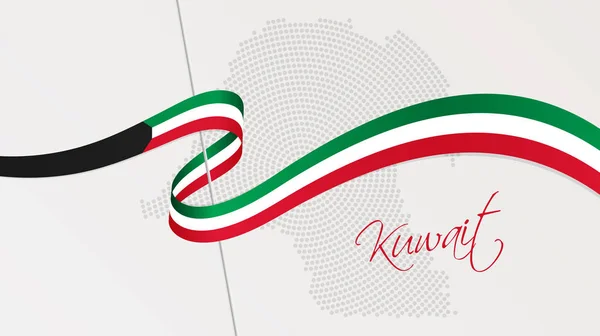 그래픽 디자인에 쿠웨이트 색상과 쿠웨이트와 모양의 리본의 방사형 톤지도의 — 스톡 벡터