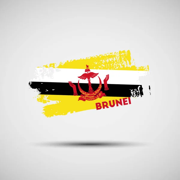 Flaga Brunei Ilustracja Wektorowa Pociągnięcia Pędzla Grunge Brunejskie Flaga Narodowa — Wektor stockowy