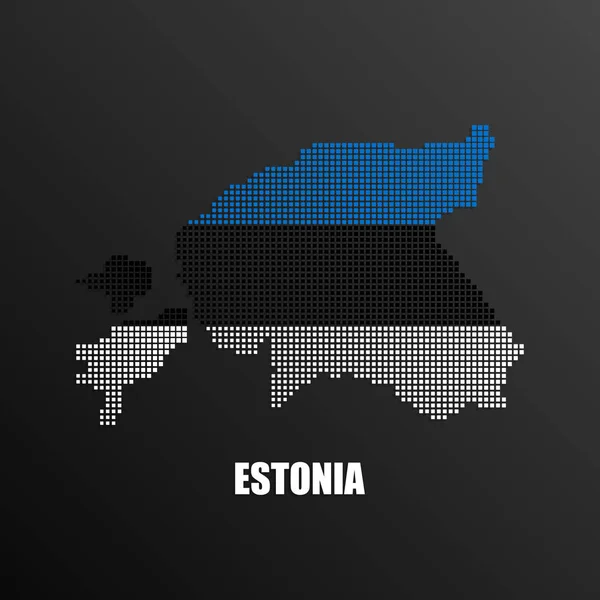 グラフィックやウェブ デザインのエストニアの国旗の色で正方形ピクセルのエストニアの抽象的なハーフトーン マップのベクトル イラスト — ストックベクタ