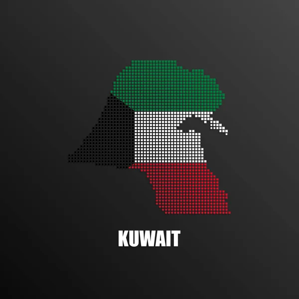 Ilustração Vetorial Mapa Abstrato Meio Tom Kuwait Feito Pixels Quadrados — Vetor de Stock