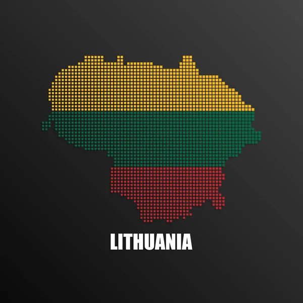 Vector Illustration Abstract Halftone Map Lithuania Made Square Pixels Lithuanian — Stock vektor