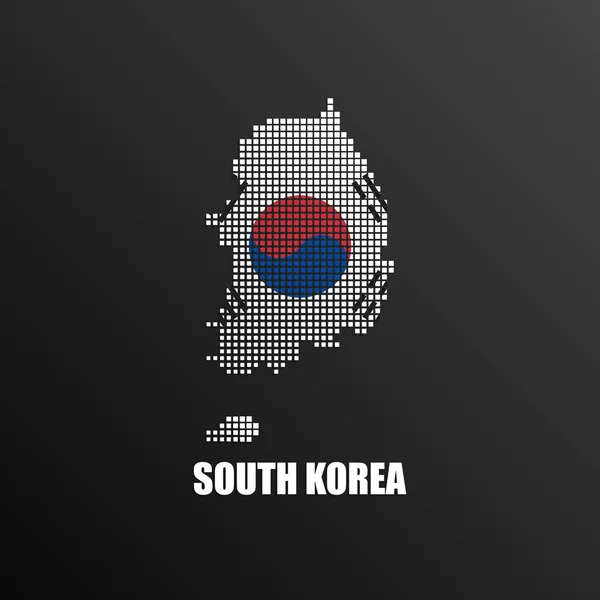 Ilustración Vectorial Mapa Medio Tono Abstracto Corea Del Sur Hecho — Archivo Imágenes Vectoriales