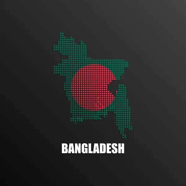 Pixelated 지도 방글라데시의 국기와 함께 — 스톡 벡터