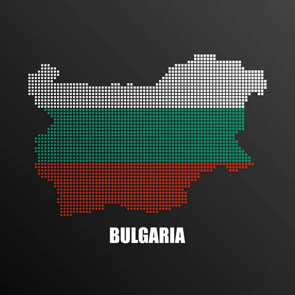 Verpixelte Landkarte Bulgariens mit Nationalflagge — Stockvektor