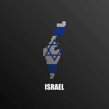 Ulusal bayrak ile İsrail pixelated Haritası