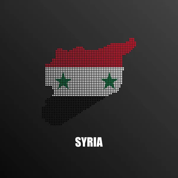 시리아의 국기 Pixelated 지도 — 스톡 벡터