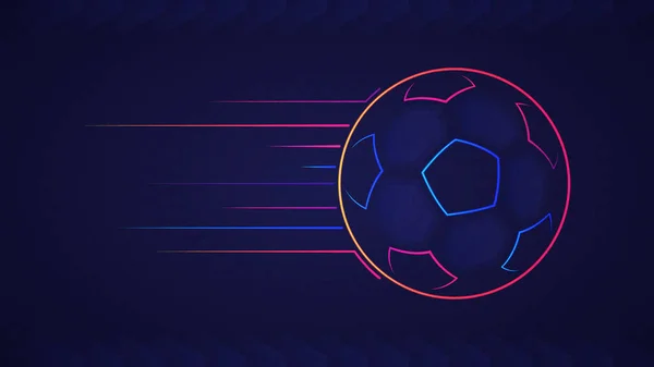 Анотація сяючого неонового кольору футбольного м'яча на синьому фоні — стоковий вектор