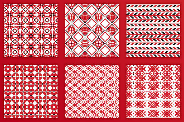 Славянские геометрические бесшовные узоры. Векторная иллюстрация мозаичного славянского фона для Ваших дизайнерских проектов
