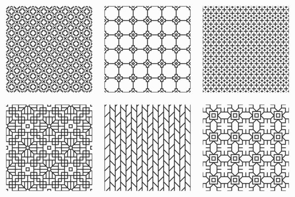 Vector seamless patterns set. Abstract ethnic geometric ornament. Repeatable backgrounds