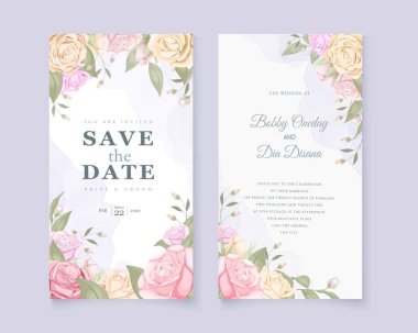 Zarif düğün davetiyesi vektör tasarım şablonu