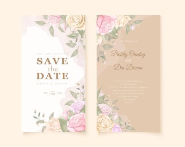 Zarif pastel renkli düğün davetiyesi şablonu