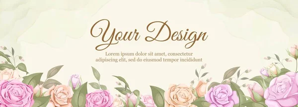 結婚式のための花と美しい背景バナーデザイン — ストックベクタ
