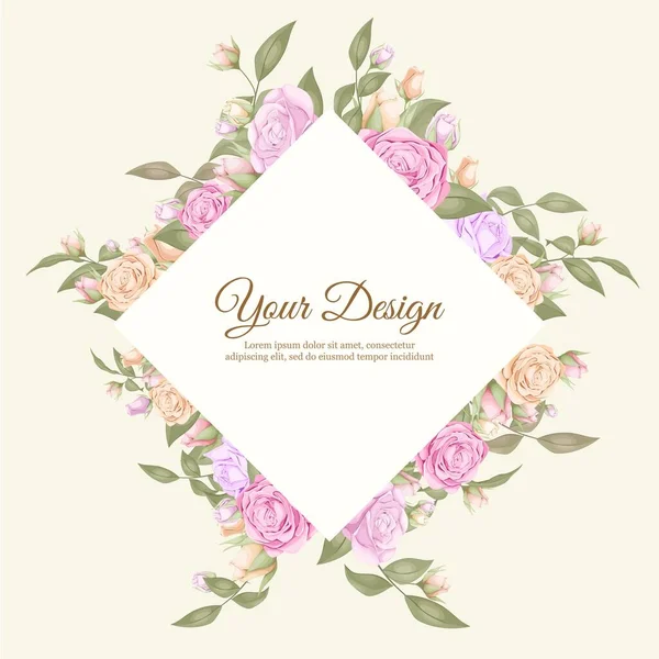 Hermosa Elegante Rosa Diseño Del Vector Invitación Boda — Archivo Imágenes Vectoriales