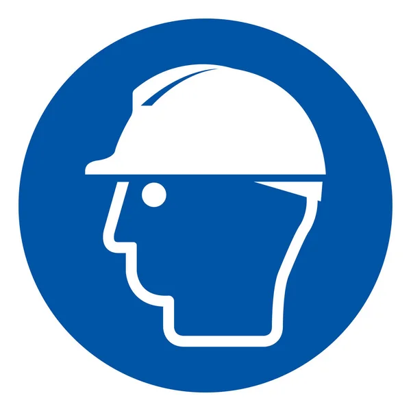 Slijtage Hoofdbescherming symbool teken, vector illustratie, geïsoleerd op witte achtergrond label. Eps10 — Stockvector