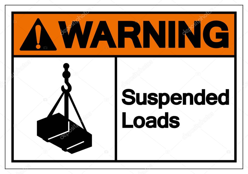 Señal de símbolo de cargas suspendidas de advertencia, ilustración
