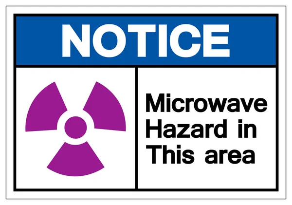 Observe el peligro de microondas en este signo de símbolo de área, ilustración de vectores, aislamiento en la etiqueta de fondo blanco .EPS10 — Vector de stock