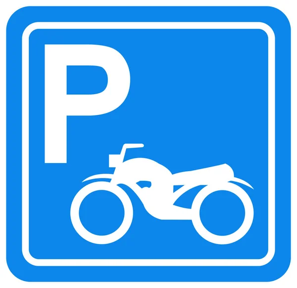 Signe de symbole de stationnement de moto, illustration vectorielle, isoler sur l'étiquette de fond blanc. PSE10 — Image vectorielle