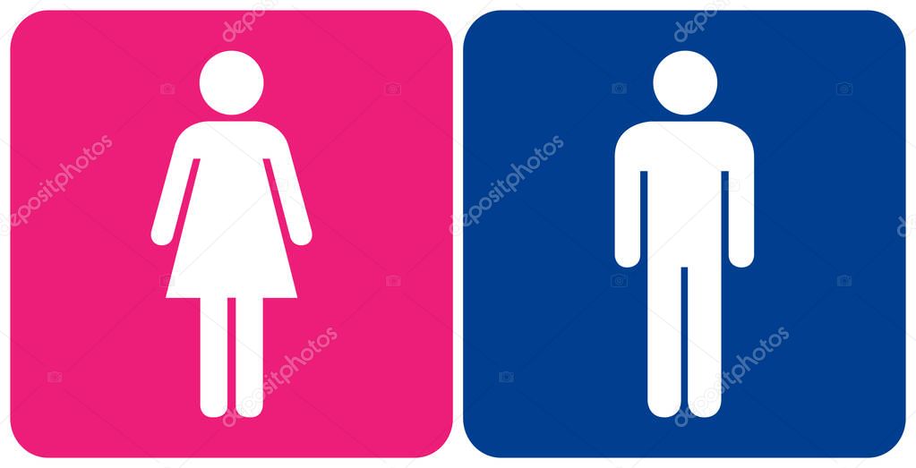 Toilet Male and Female Symbol Sign, Vector Illustration, Isolate On White Background Label. EPS10 