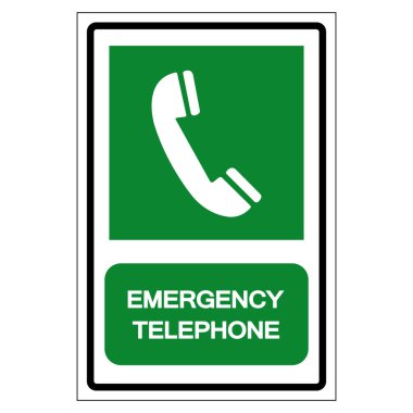 Acil Telefon Sembol İşareti, Vektör İllüzyonu, Beyaz Arkaplan Etiketinde İzole EPS10.