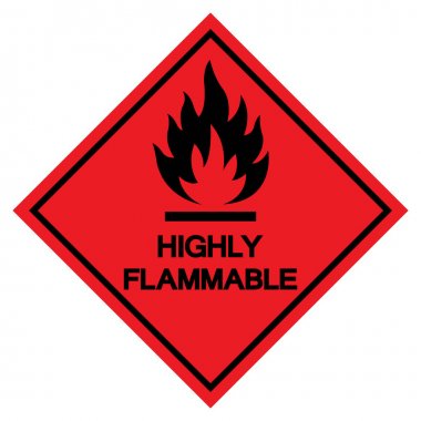 Yüksek Yanıcı Sembol İşareti, Vektör İllüstrasyonu, Beyaz Arkaplan Etiketinde İzole EPS10. 