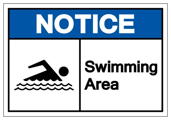 Notice Swimming Area Symbol Sign, Vector Illustration, Isolated On White Background Label .EPS10 — Stock Vector