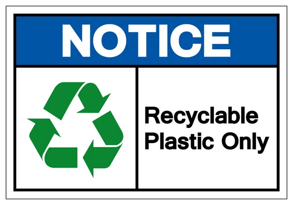 Opmerking recyclebare kunststof alleen symbool teken, vector illustratie, geïsoleerd op witte achtergrond label. Eps10 — Stockvector