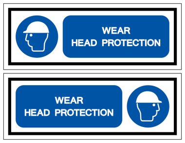 Aşınma Kafa Koruma Sembol İşareti,Vektör İllüstrasyon, Beyaz Arka Plan Etiketi Üzerine İzole. Eps10
