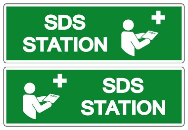 SDS İstasyon Sembol İşareti, Vektör İllüstrasyonu, Beyaz Arkaplan Etiketinde İzole EPS10. 