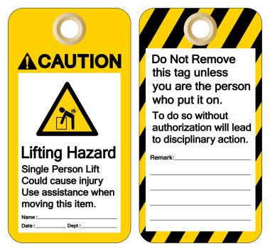 Caution Lifting Hazard Single person lift could cause injury use assistance when moving this item Symbol Sign ,Vector Illustration, Isolate On White Background Label. EPS10  clipart