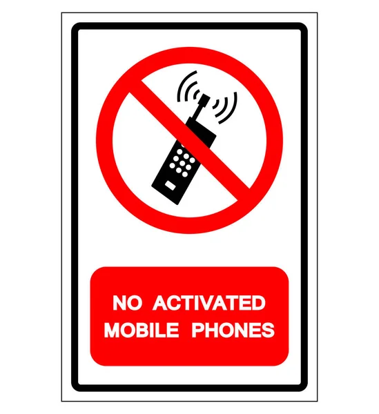 Sin señal de símbolo de teléfonos móviles activados, ilustración vectorial, aislamiento en la etiqueta de fondo blanco. EPS10 — Archivo Imágenes Vectoriales