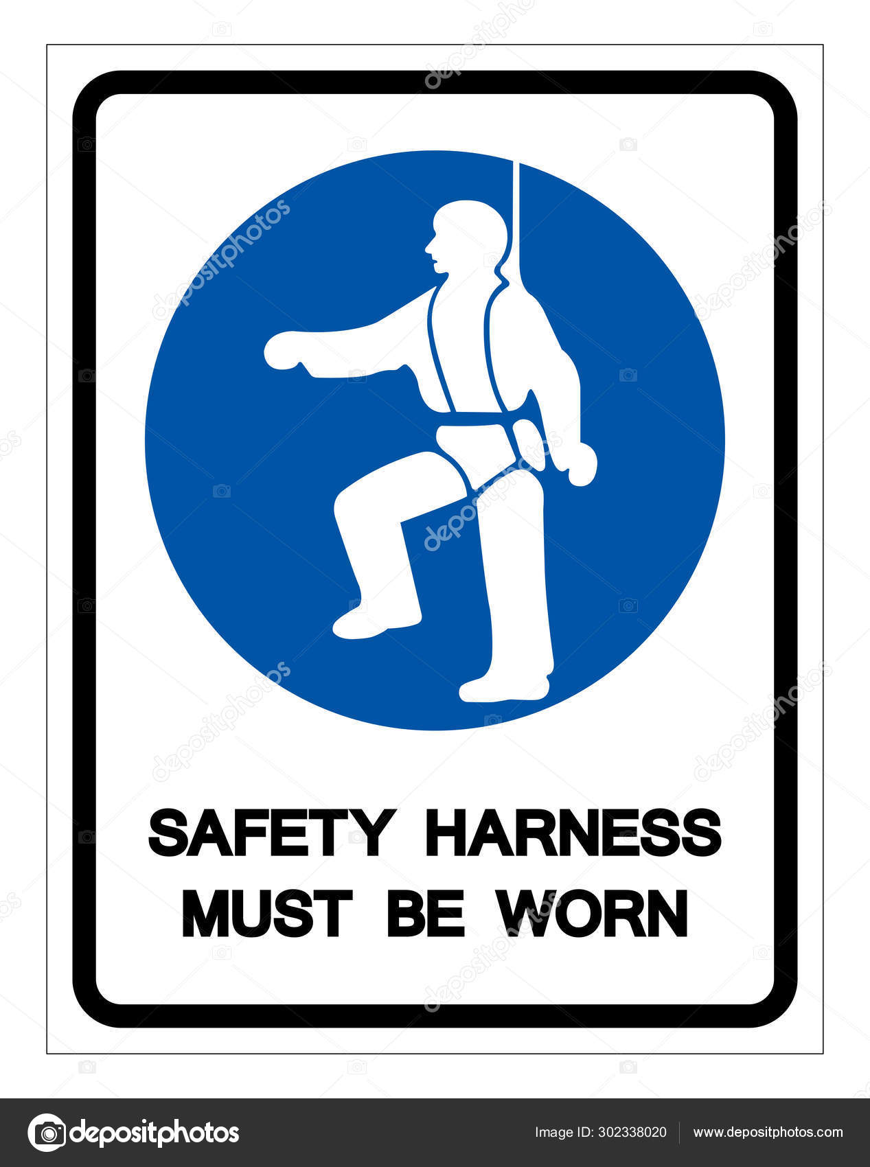 Safety Harness Must Be Worn Symbol Sign,Vector Illustration, Isolated
