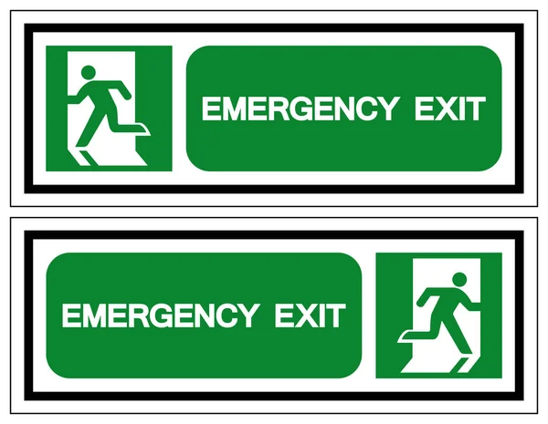Signe de symbole de sortie d'urgence, illustration vectorielle, isoler sur l'étiquette de fond blanc. PSE10 — Image vectorielle