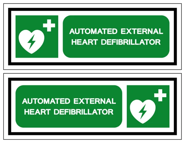 Sinal externo automatizado do símbolo do desfibrilador de AED, ilustração do vetor, isolar na etiqueta de fundo branca .EPS10 — Vetor de Stock