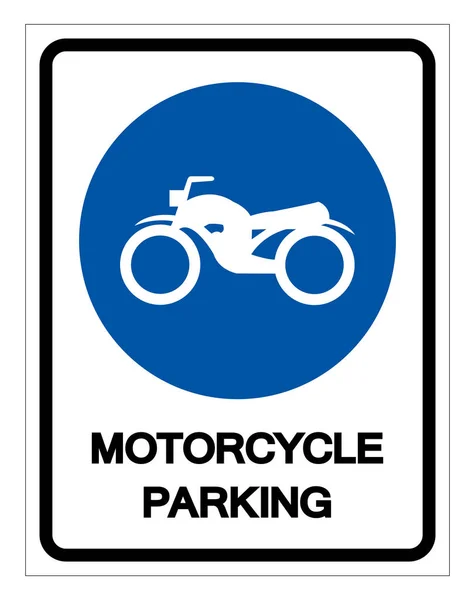 Signo de símbolo de estacionamiento de motocicleta, ilustración de vectores, aislamiento en la etiqueta de fondo blanco .EPS10 — Archivo Imágenes Vectoriales