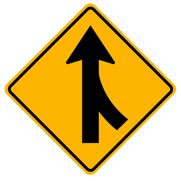 Merges Right Traffic Road Sign,Vector Illustration, Isolate On White Background, Symbols, Icon. EPS10    
