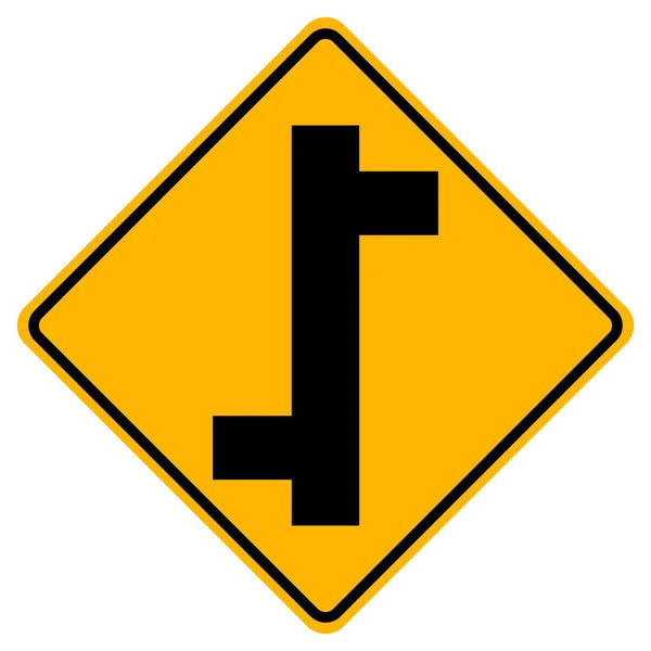 Segnale stradale sfalsato di giunzione, illustrazione vettoriale, isolato sull'icona di sfondo bianco. EPS10 — Vettoriale Stock