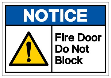 Uyarı Yangın Kapı Blok Sembol Işareti yok ,Vektör İllüstrasyon, Beyaz Arka Plan etiketi üzerinde yalıtmak . Eps10 