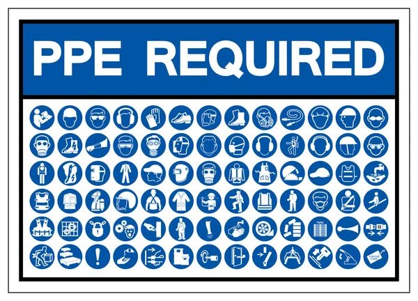 PPE vereist symbool teken, vector illustratie, geïsoleerd op witte achtergrond label. Eps10 — Stockvector