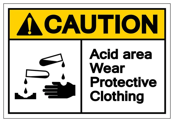 Avertissement Zone acide Porter des vêtements de protection Symbole Signe, vecteur I — Image vectorielle