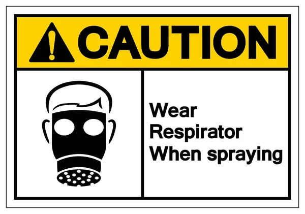Precaución Use Respirador Al Pulverizar Signo de Símbolo, Vector Illust — Vector de stock