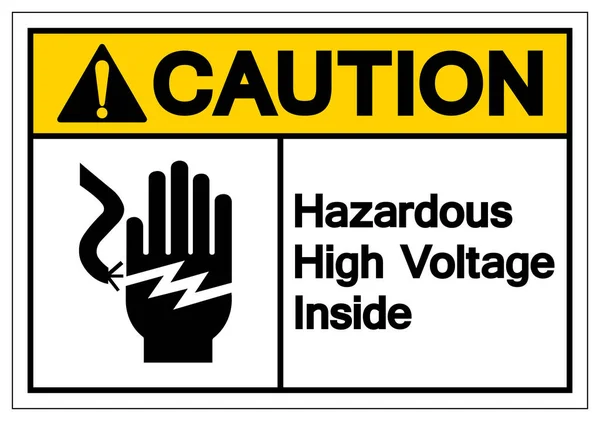 Varning farlig hög spänning inuti symbol skylt, vektor illustration, isolera på vit bakgrunds etikett. Eps10 — Stock vektor