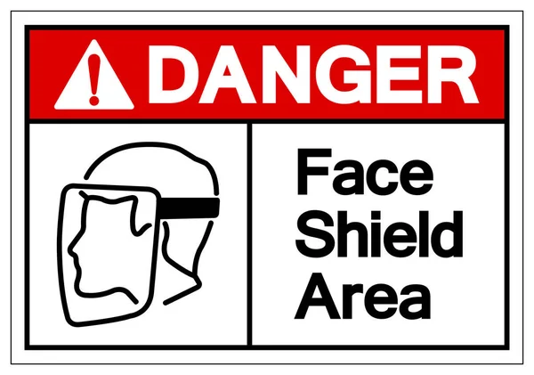 Danger Face Shield Area Symbol Sign,Vector Illustration, Isolated On White Background Label. EPS10 — Stock Vector