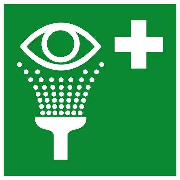 Symbolschild für Augenwaschstation, Vektorillustration, Isoliert auf weißem Hintergrund. EPS10 — Stockvektor