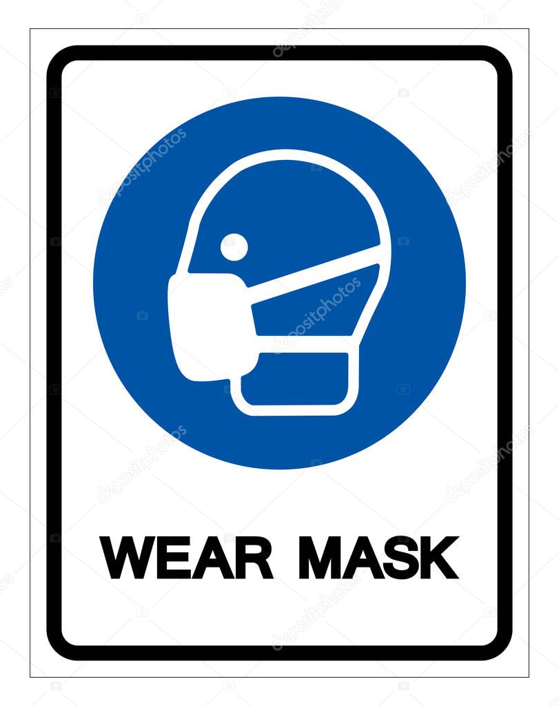 Wear Mask Symbol Sign,Vector Illustration, Isolated On White Background Label. EPS10 